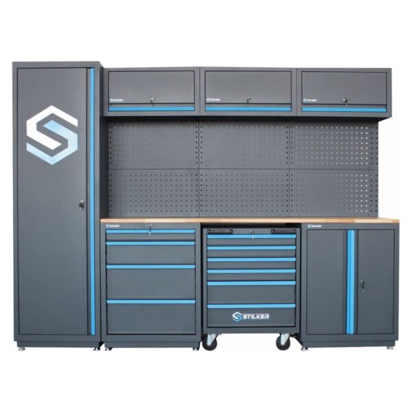 MUEBLE DE TALLER DE 4 UNIDADES CON TAPA DE MADERA 25MM -147 HERRAMIENTAS