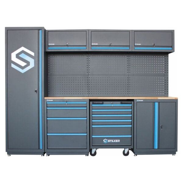 MUEBLE DE TALLER DE 4 UNIDADES CON TAPA DE MADERA 25MM -247 HERRAMIENTAS