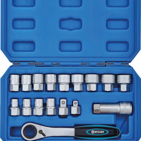 JUEGO DE VASOS PASANTES DE 3/8" Y 1/2"-17 PIEZAS