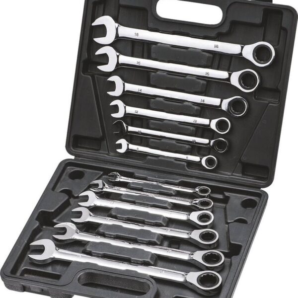 LLAVES COMBINADAS DE TRINQUETE DE 72 DIENTES DE 8-19MM JUEGO 12 PIEZAS