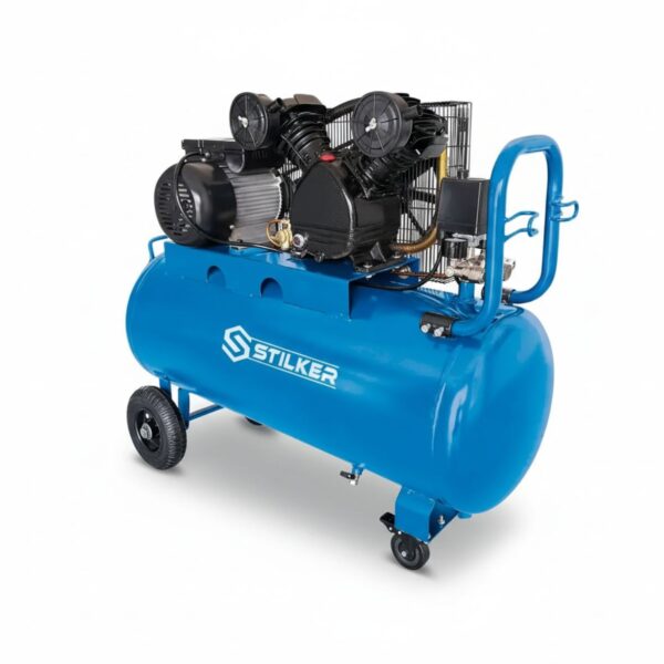 COMPRESOR ACCIONADO POR CORREA CON CABEZAL EN V DE 100 L Y 3 HP